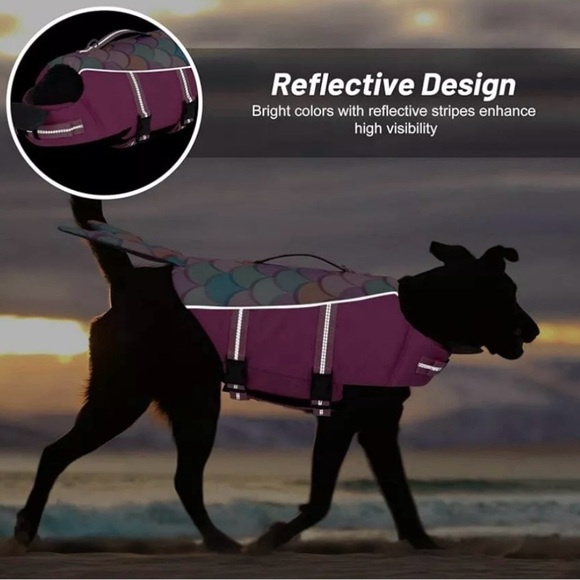 Cyeollo Dog Life Jacket Printed Dog Life Mermaid Vest for Swimming Adjustable.. - Picture 6 of 12